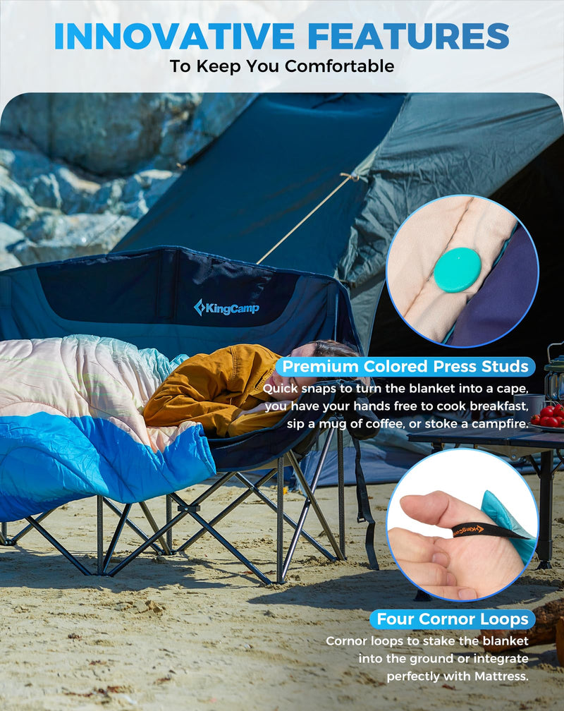 Load image into Gallery viewer, KingCamp SMART 150 XL Ultralight Camping Blanket – Packable, Wearable & Water-Repellent for Outdoor & Stadium Use with four cornor loops