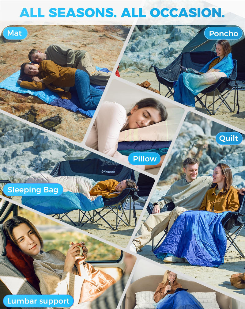 Load image into Gallery viewer, KingCamp SMART 150 XL Ultralight Camping Blanket – Packable, Wearable & Water-Repellent for Outdoor & Stadium Use