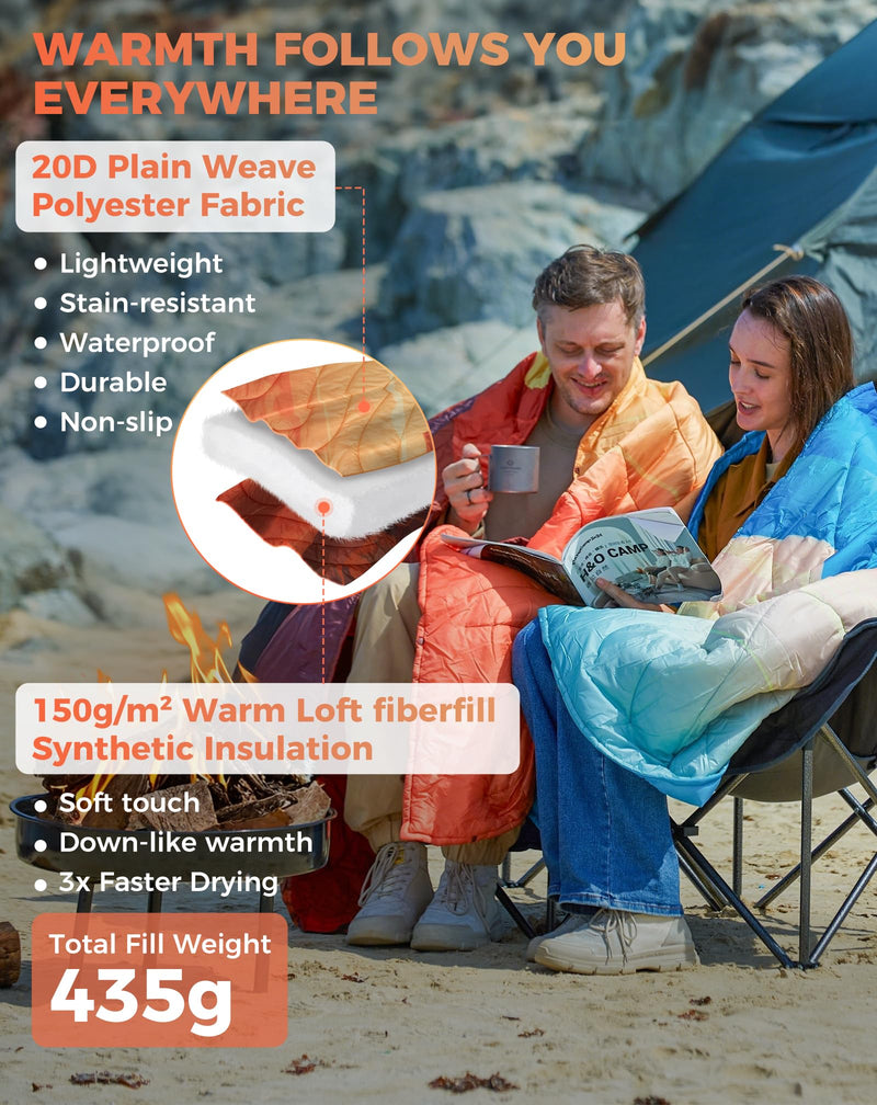 Load image into Gallery viewer, KingCamp SMART 150 XL Ultralight Camping Blanket – Packable, Wearable & Water-Repellent for Outdoor & Stadium Use