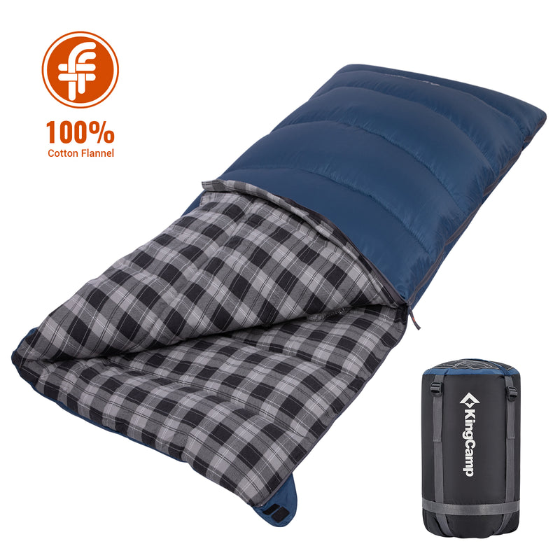 Load image into Gallery viewer, KingCamp SNOWFLAKE 400+ Single Sleeping Bag 3-Season Flannel Sleeping Bag Zip L & R models for an instant double sleeping bag