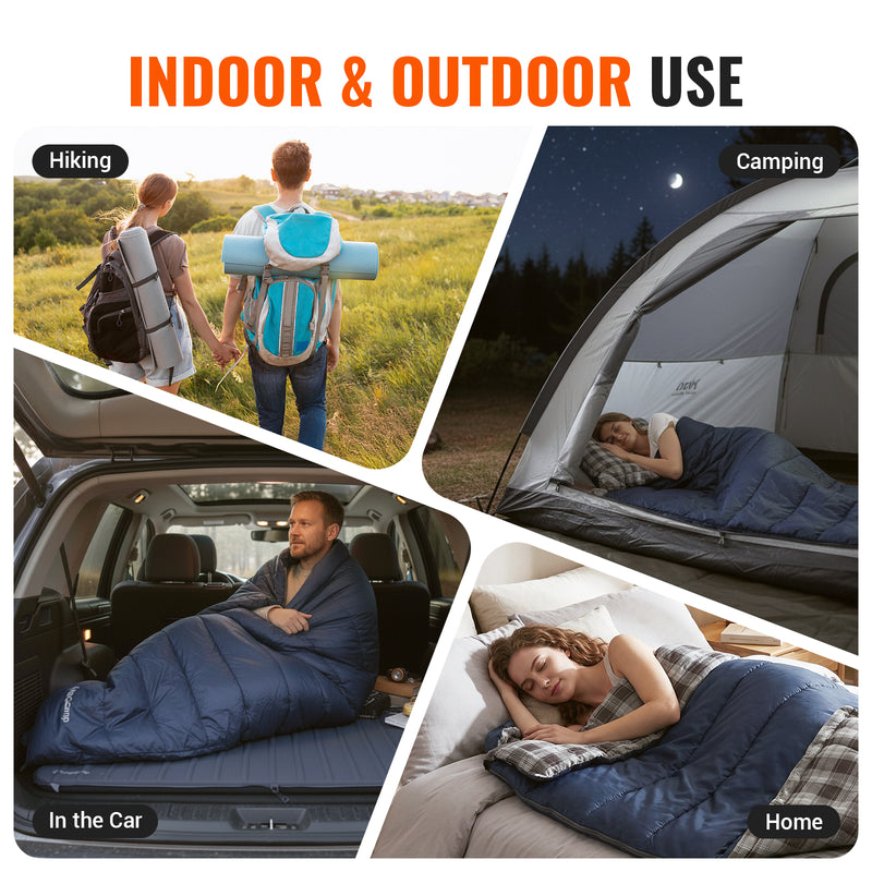 Load image into Gallery viewer, KingCamp SNOWFLAKE 400+ Single Sleeping Bag | 3-Season Flannel Sleeping Bag for Adults, Zip-Together Expandable Design for Camping & Backpacking