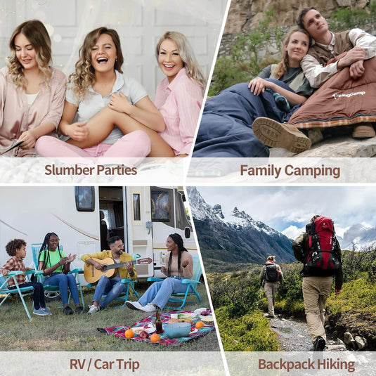 KingCamp SNOWFLAKE 400 Versatile All-Season Sleeping Bag – Wide, Convertible to Double, Flannel Lined for Camping, Hiking, and Outdoor Adventures