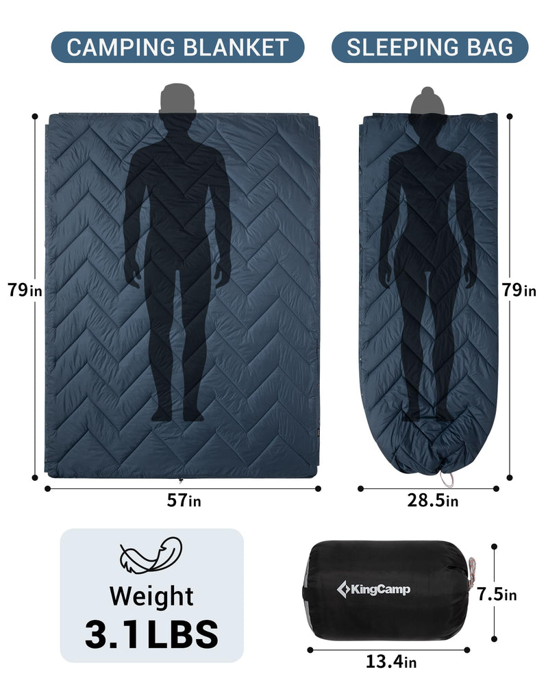 Load image into Gallery viewer, KingCamp Sherpa Sleeping Bag Blanket | 2-in-1 for Camping, Car & Home | Lightweight & Packable