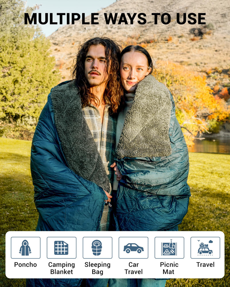 Load image into Gallery viewer, KingCamp Sherpa Sleeping Bag Blanket | 2-in-1 for Camping, Car & Home | Lightweight & Packable