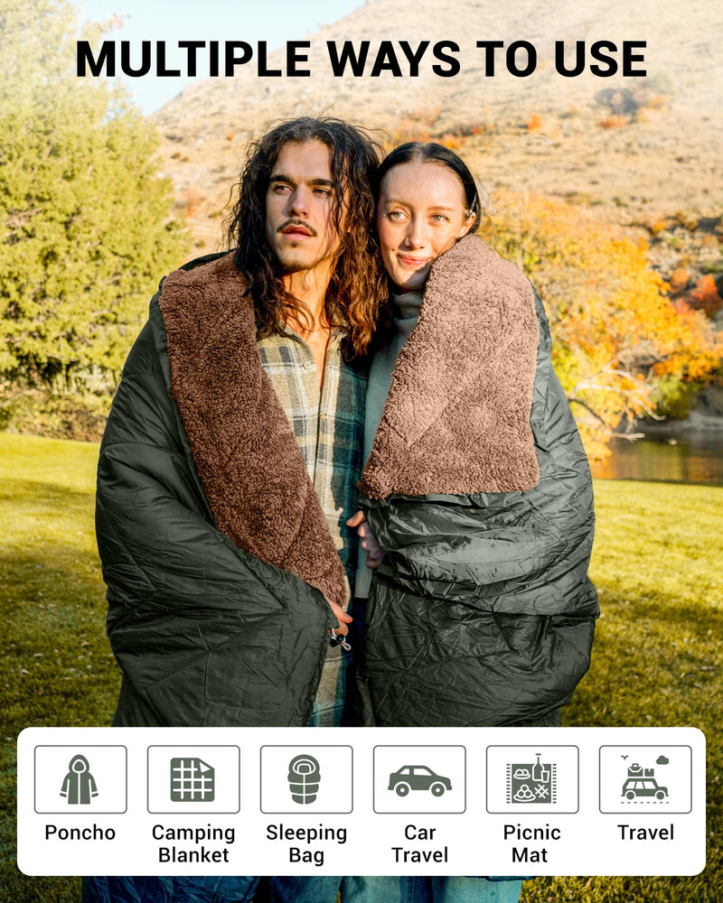 Load image into Gallery viewer, KingCamp Sherpa Sleeping Bag Blanket | 2-in-1 for Camping, Car & Home | Lightweight & Packable