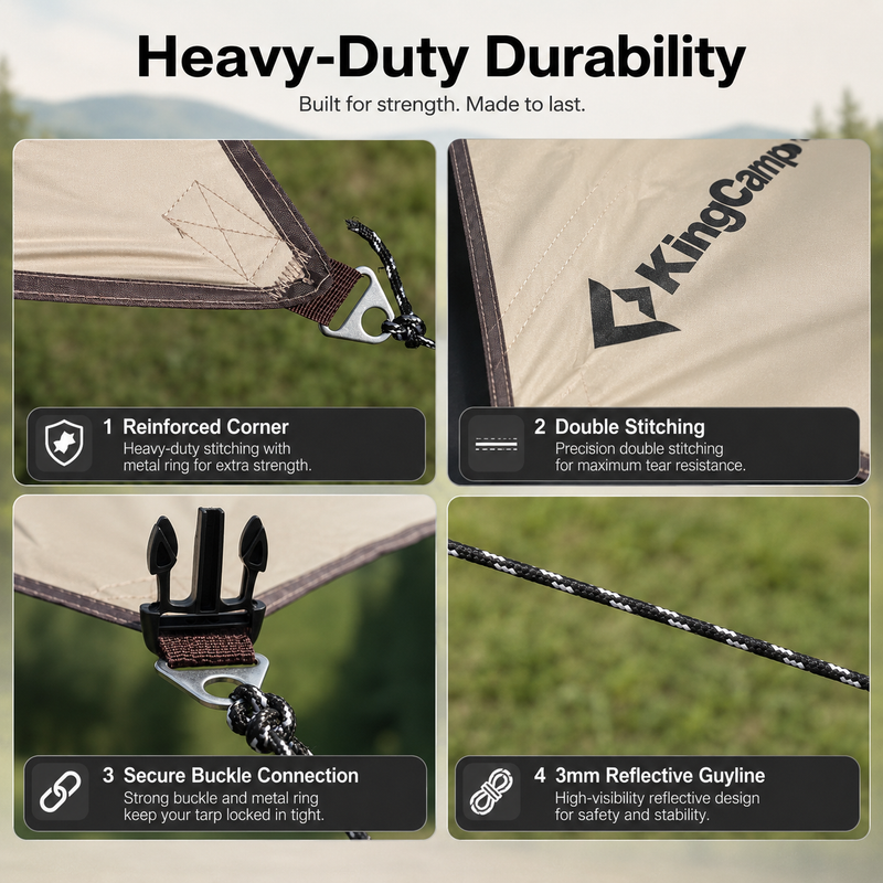 Load image into Gallery viewer, KingCamp Shield Hexa Tarp Heavy Duty Durability with Double Stitching and 3mm Reflective Guyline