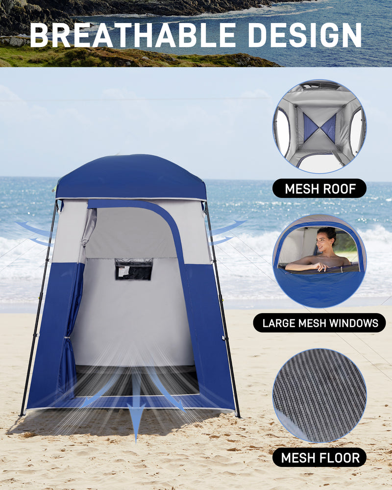 Load image into Gallery viewer, KingCamp Single Privacy Shelter with 20L Solar Shower Bag Camping Shower Tent, UPF50+ Sun Protection, Portable Outdoor Shower Kit for Camping, Beach & Festivals Blue