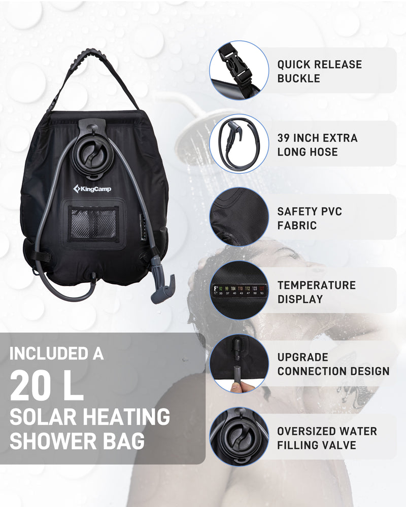 Load image into Gallery viewer, KingCamp Single Privacy Shelter with 20L Solar Shower Bag Camping Shower Tent, UPF50+ Sun Protection, Portable Outdoor Shower Kit for Camping, Beach & Festivals Blue