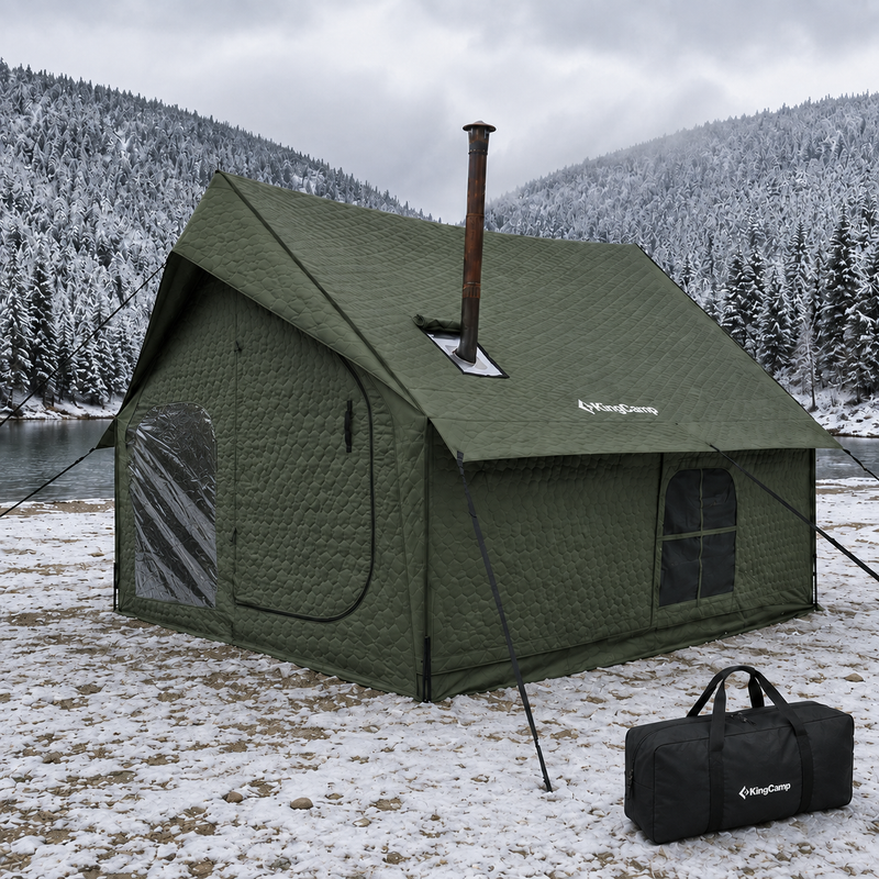 Load image into Gallery viewer, KingCamp SnowHouse 5 Insulated Hot Tent, 5-6 Person 4-Season Winter Camping Tent with Stove Jack, Removable Floor, Divider & Steel Frame - 5-6 Person