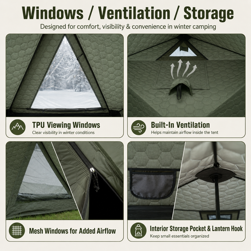 Laden Sie das Bild in Galerie -Viewer, KingCamp SnowHouse X2 Insulated Hot Tent, 4-Season Winter Camping Tent with Stove Jack, Quick Setup, TPU Windows & Snow Support Pole