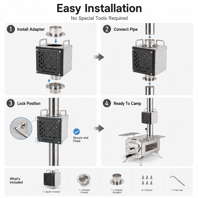 Load image into Gallery viewer, KingCamp Spark Arrestor for 70mm Stove Pipes, Stainless Steel Chimney Spark Suppressor Easy Installation