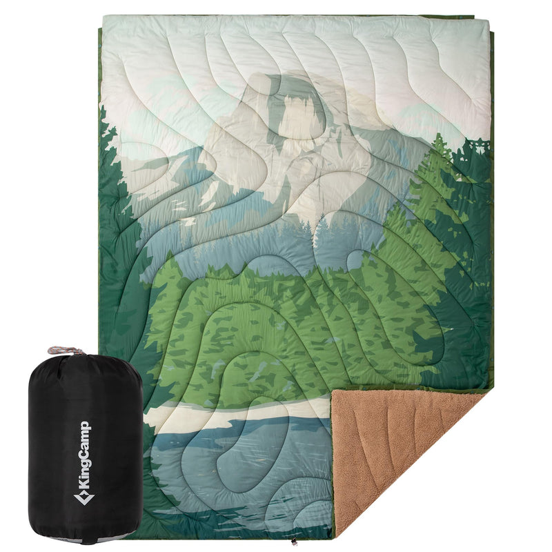 Load image into Gallery viewer, KingCamp Ultralight Camping Blanket, Packable Down Alternative Puffy Printed Wearable Blanket with Snap Buttons & Corner Loops Weatherproof Quilt for Outdoor Travel Stadium
