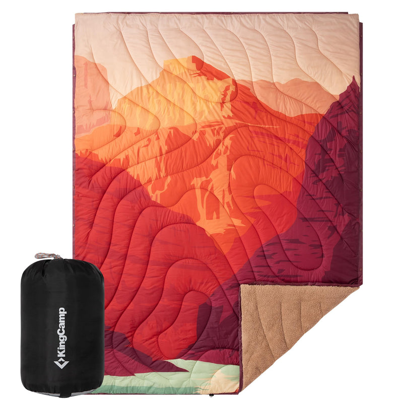 Load image into Gallery viewer, KingCamp Ultralight Camping Blanket, Packable Down Alternative Puffy Printed Wearable Blanket with Snap Buttons & Corner Loops Weatherproof Quilt for Outdoor Travel Stadium