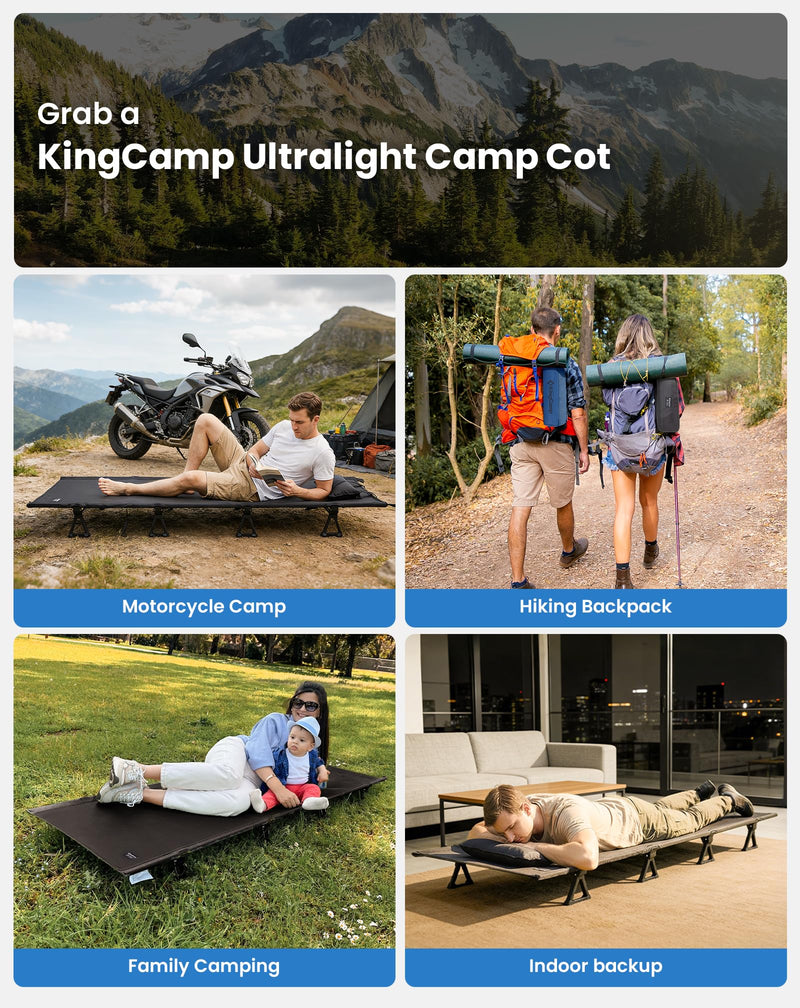 Load image into Gallery viewer, KingCamp Ultralight Folding Camping Cot | 4.9 lbs Lightweight Portable Cot with 7075 Aluminum Frame