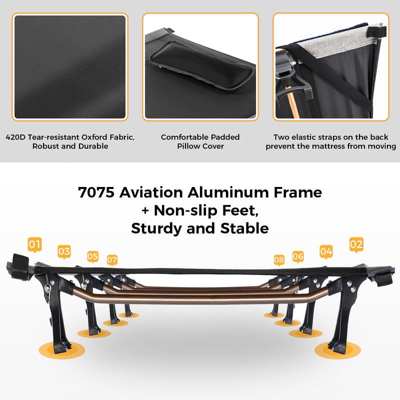 Load image into Gallery viewer, KingCamp Ultralight Folding Camping Cots with Mattress Pad