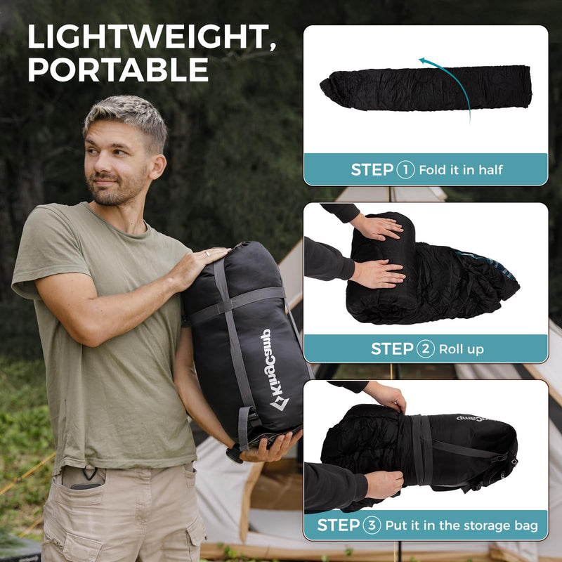 Load image into Gallery viewer, KingCamp Versatile All-Season Sleeping Bag for Adults – 300g Insulated, Waterproof & Extra Wide, Converts to Double with Zipper Link System for Camping, Hiking, Backpacking