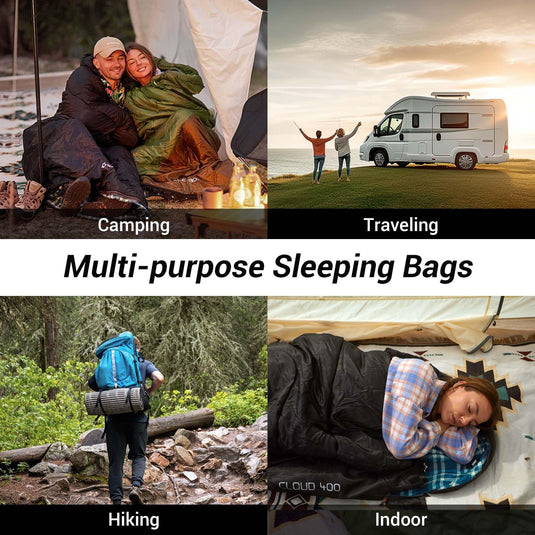 KingCamp Versatile All-Season Sleeping Bag for Adults – 300g Insulated, Waterproof & Extra Wide, Converts to Double with Zipper Link System for Camping, Hiking, Backpacking