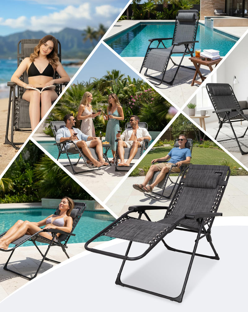 Load image into Gallery viewer, KingCamp Zero Gravity Chair, Adjustable Reclining Outdoor Lounge Chair with Steel Tube Frame:Heavy-Duty Strength