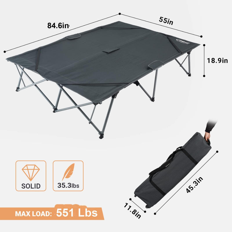 Laden Sie das Bild in Galerie -Viewer, KingCamp Deluxe Double Folding Camping Cot
