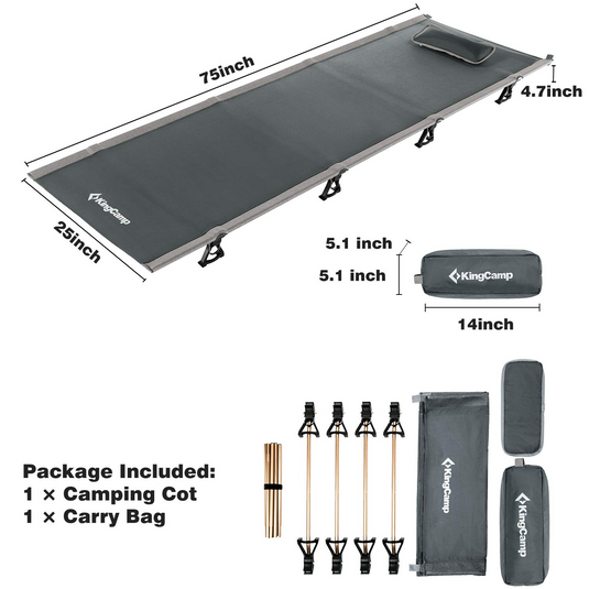 KingCamp Oversized Folding Camping Cots Ultralight Sleeping Cots