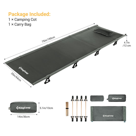 KingCamp Oversized Folding Camping Cots Ultralight Sleeping Cots