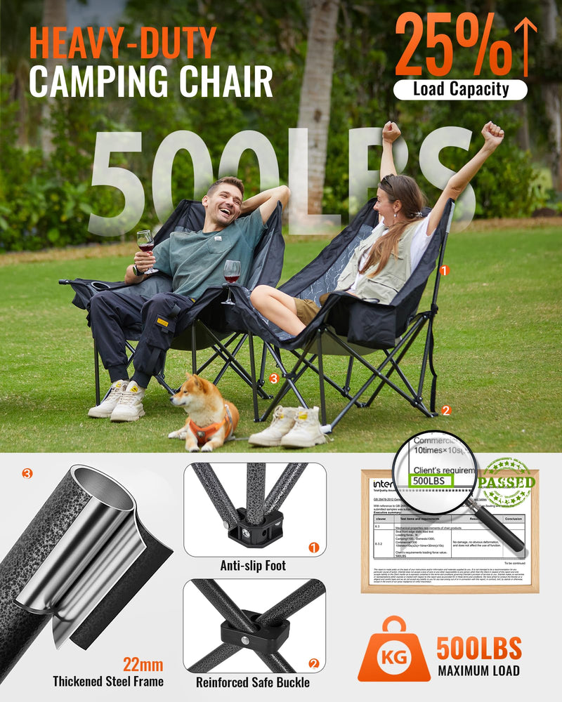 Load image into Gallery viewer, KingCamp CANNA C10 PLUS Oversized Padded Camping Chair Lava Grey Heavy Duty Camping Chair