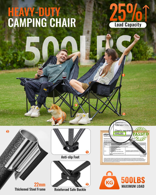 KingCamp CANNA C10 PLUS Oversized Padded Camping Chair Lava Grey Heavy Duty Camping Chair