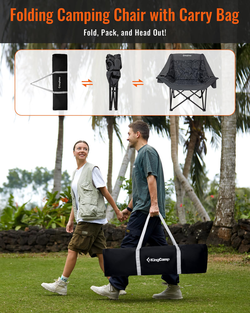 Load image into Gallery viewer, KingCamp CANNA C10 PLUS Oversized Padded Camping Chair Lava Grey with Carry Bag