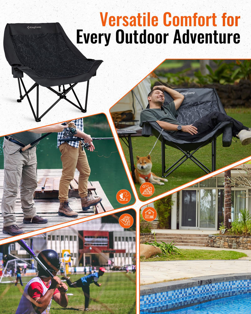 Load image into Gallery viewer, KingCamp CANNA C10 PLUS Oversized Padded Camping Outdoor Chair Lava Grey