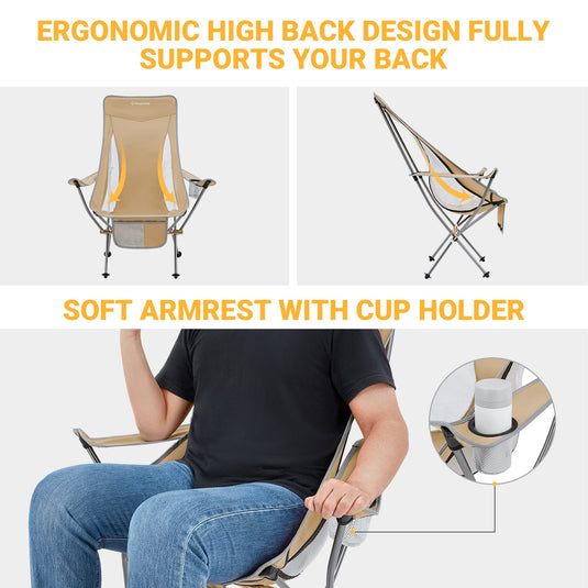 KingCamp CAMELLIA Ultralight High Back Camping Chair Ergonomic