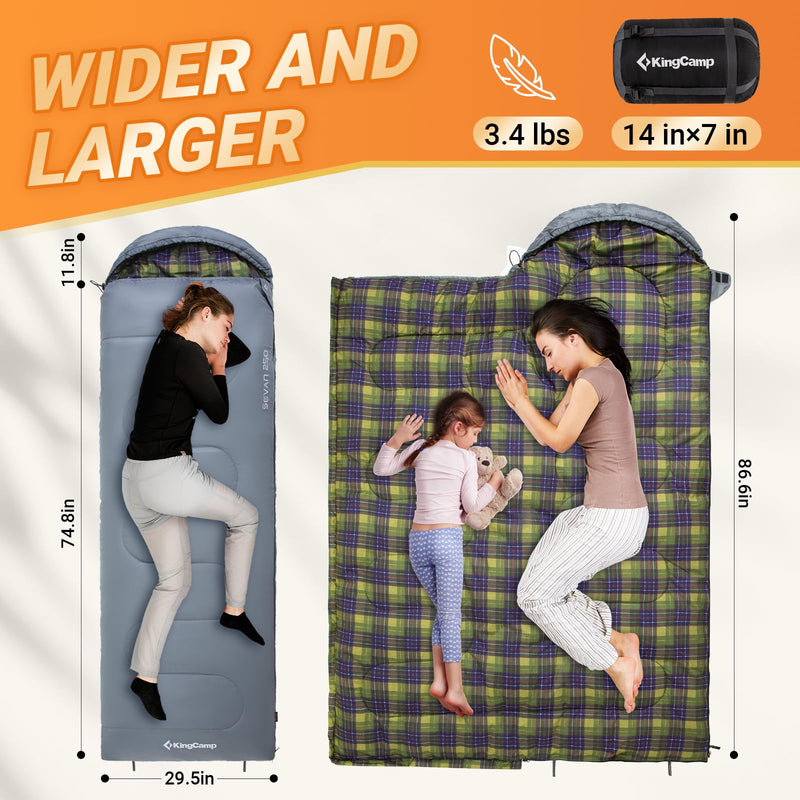 Load image into Gallery viewer, KingCamp SEVAN 250 Sleeping Bag-Envelope With Hood