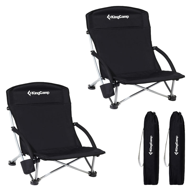 Cargue la imagen en el visor de la galería, KingCamp Low Back Lightweight Strong Stable Folding Beach Chair 2-piece Set