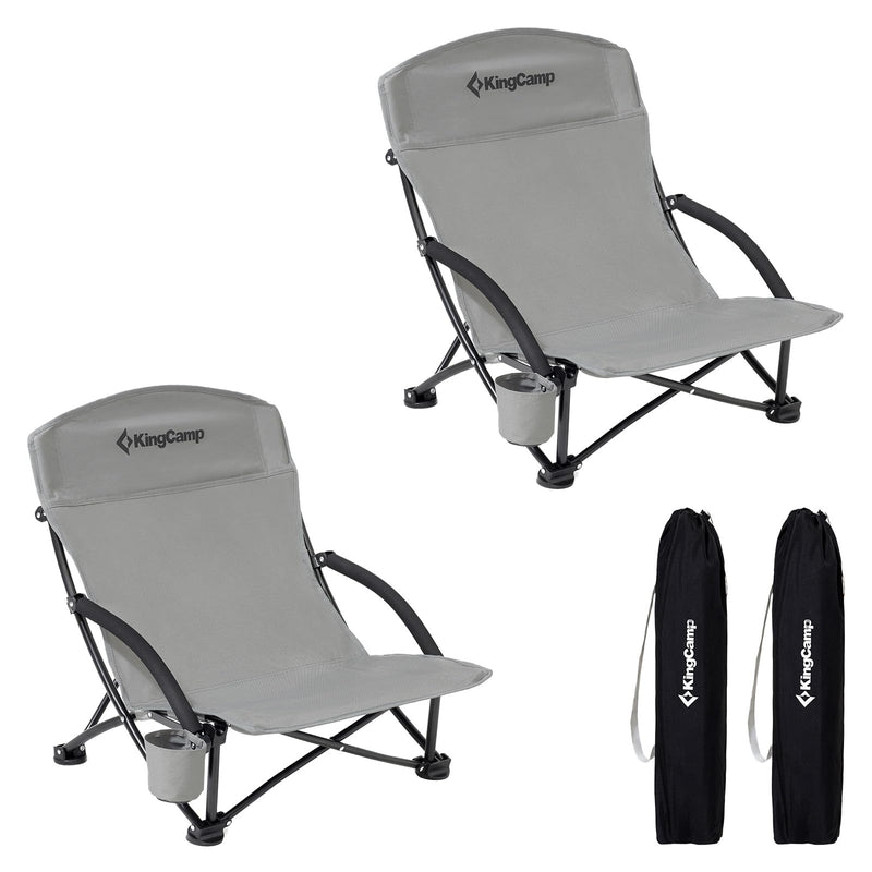 Cargue la imagen en el visor de la galería, KingCamp Low Back Lightweight Strong Stable Folding Beach Chair 2-piece Set