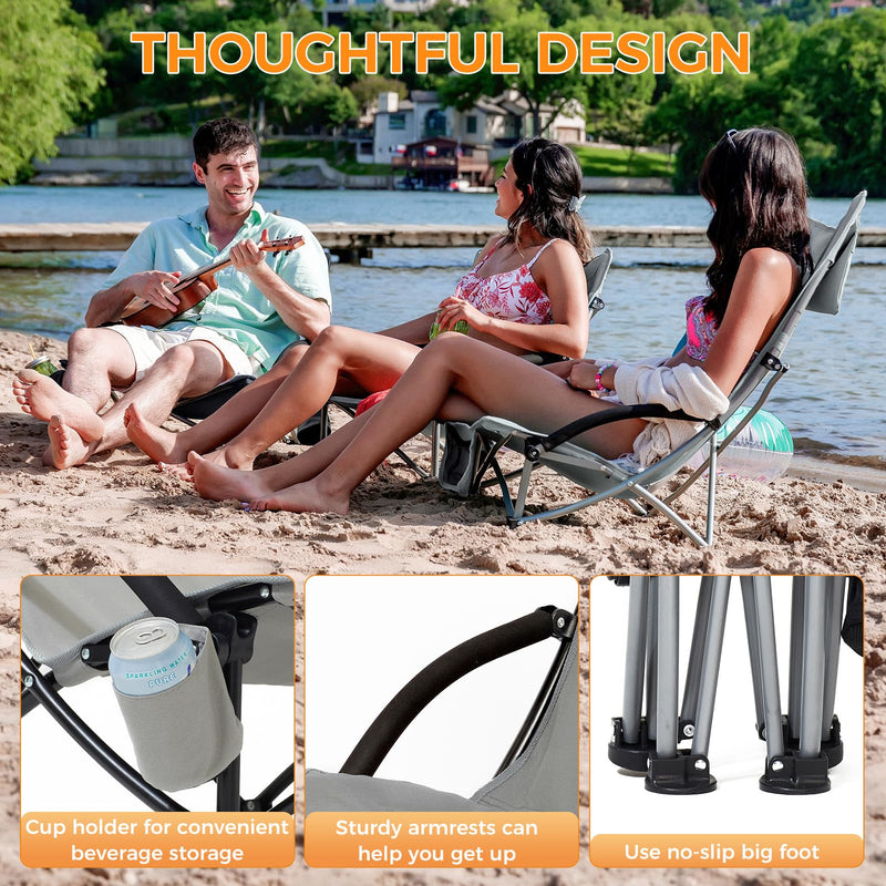 Cargue la imagen en el visor de la galería, KingCamp Low Back Lightweight Strong Stable Folding Beach Chair 2-piece Set