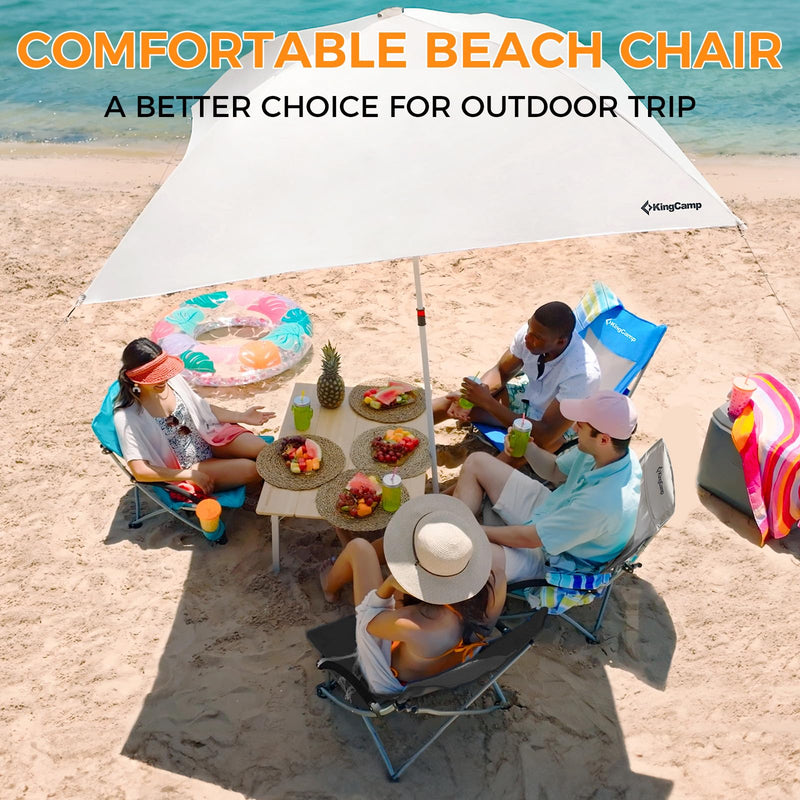 Cargue la imagen en el visor de la galería, KingCamp Low Back Lightweight Strong Stable Folding Beach Chair 2-piece Set