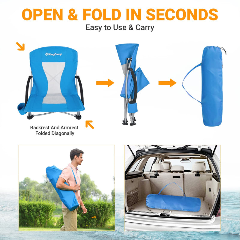 Load image into Gallery viewer, KingCamp Low Back Beach Lightweight Folding Beach Chair Ergonomic Design