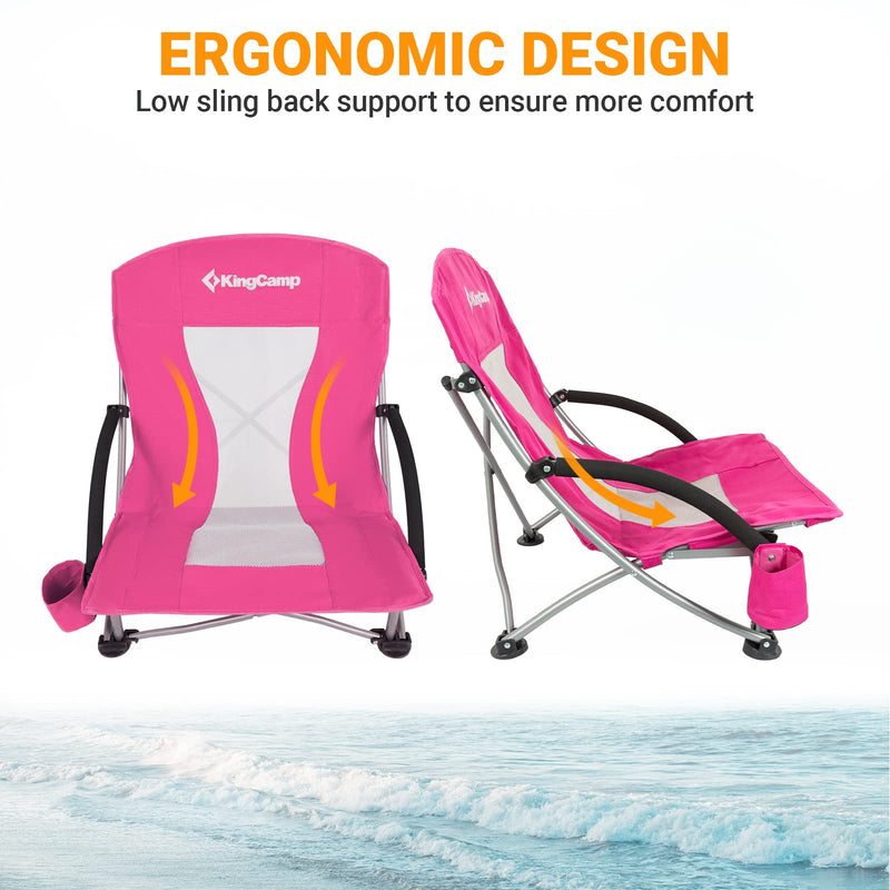 Load image into Gallery viewer, KingCamp Low Back Beach Lightweight Folding Beach Chair Red