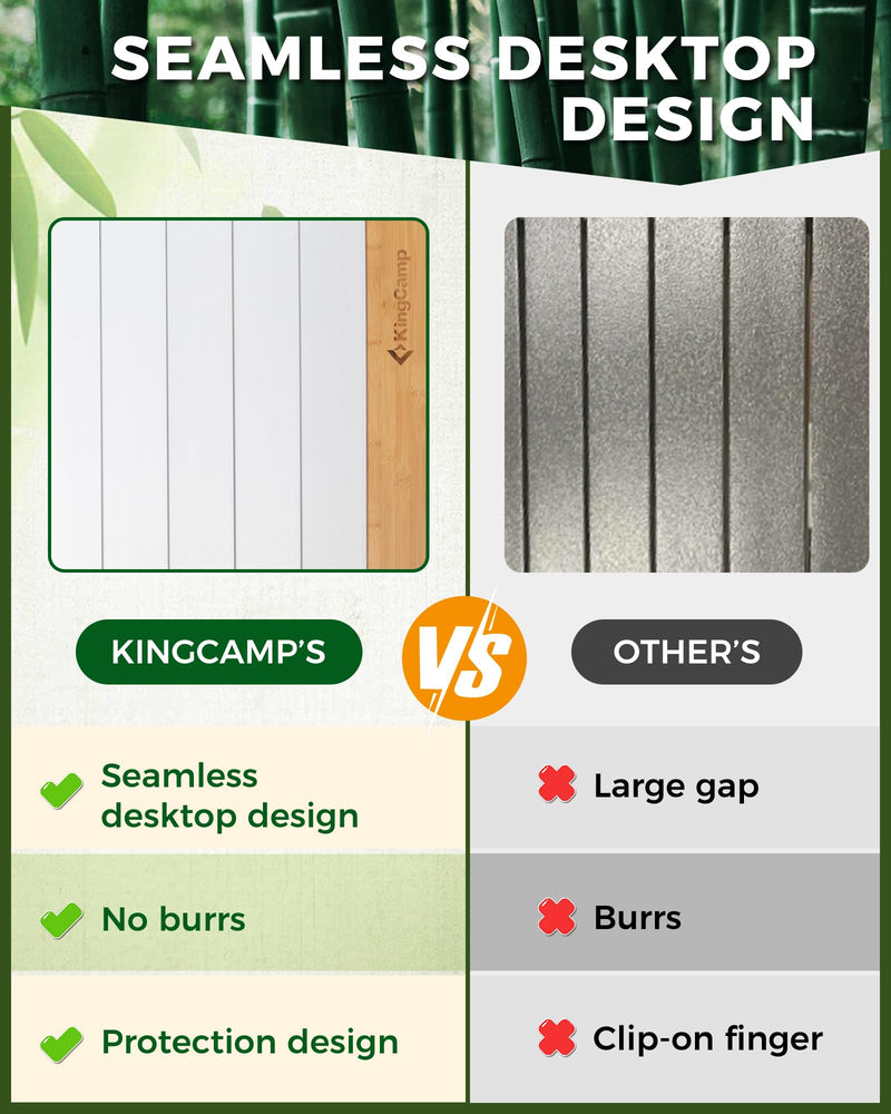 Load image into Gallery viewer, KingCamp BamAura Folding Roll-Top Aluminum Table with Bamboo Extensions