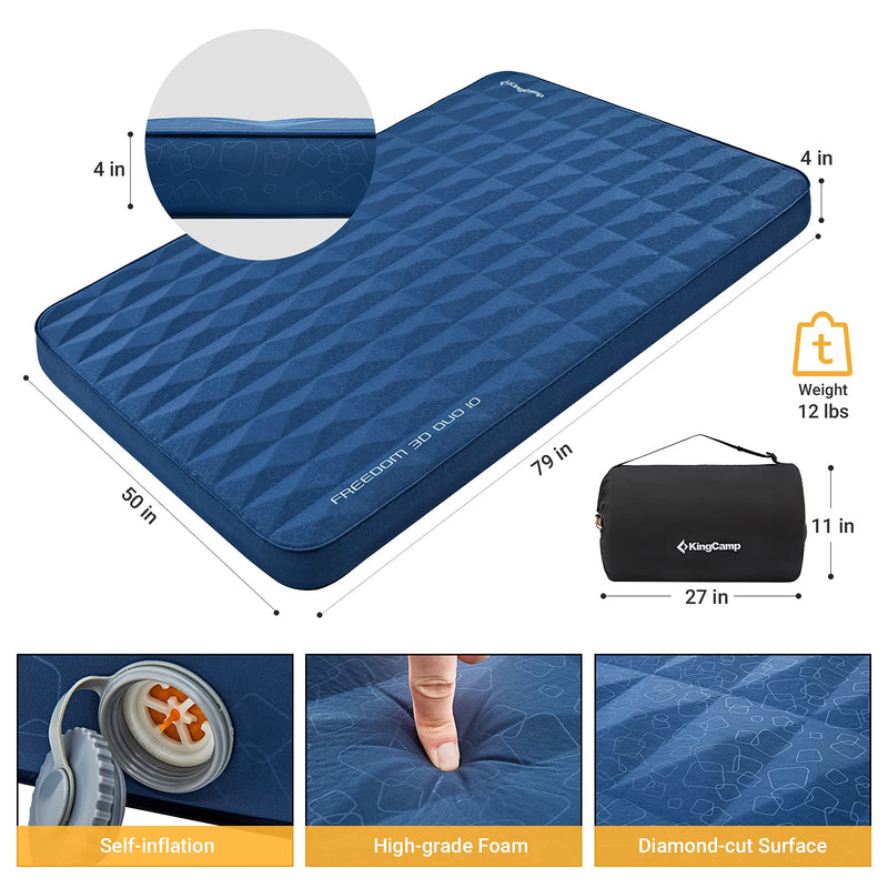 Cargue la imagen en el visor de la galería, KingCamp FREEDOM 3D DUO 10 Double Self-inflatable Pad