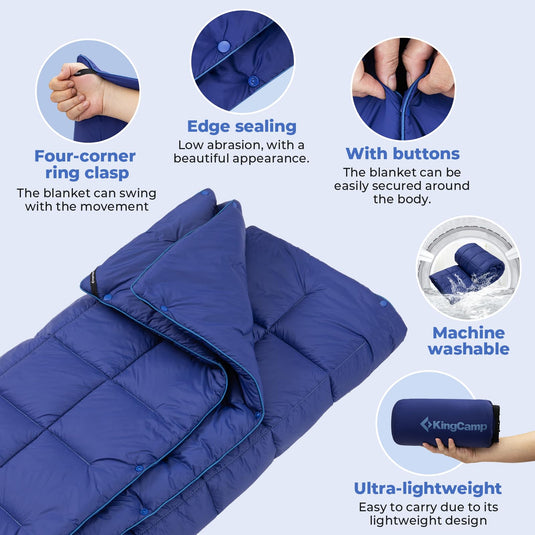 KingCamp Fluffy and Warm Camping Blanket Navy