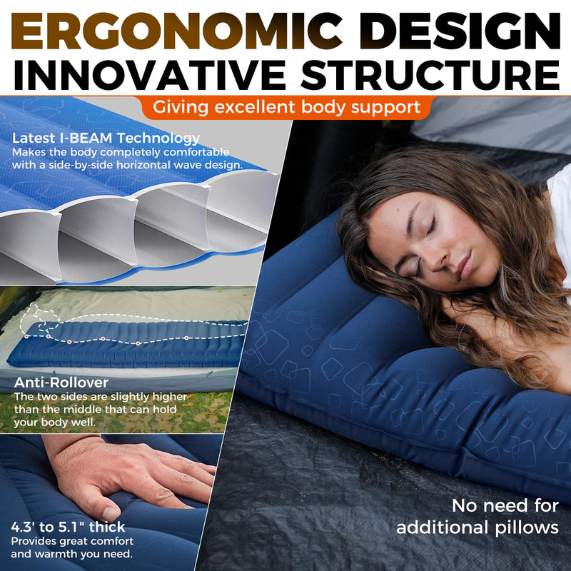 Load image into Gallery viewer, KingCamp Ergonomic High-Low Inflatable Sleeping Pad