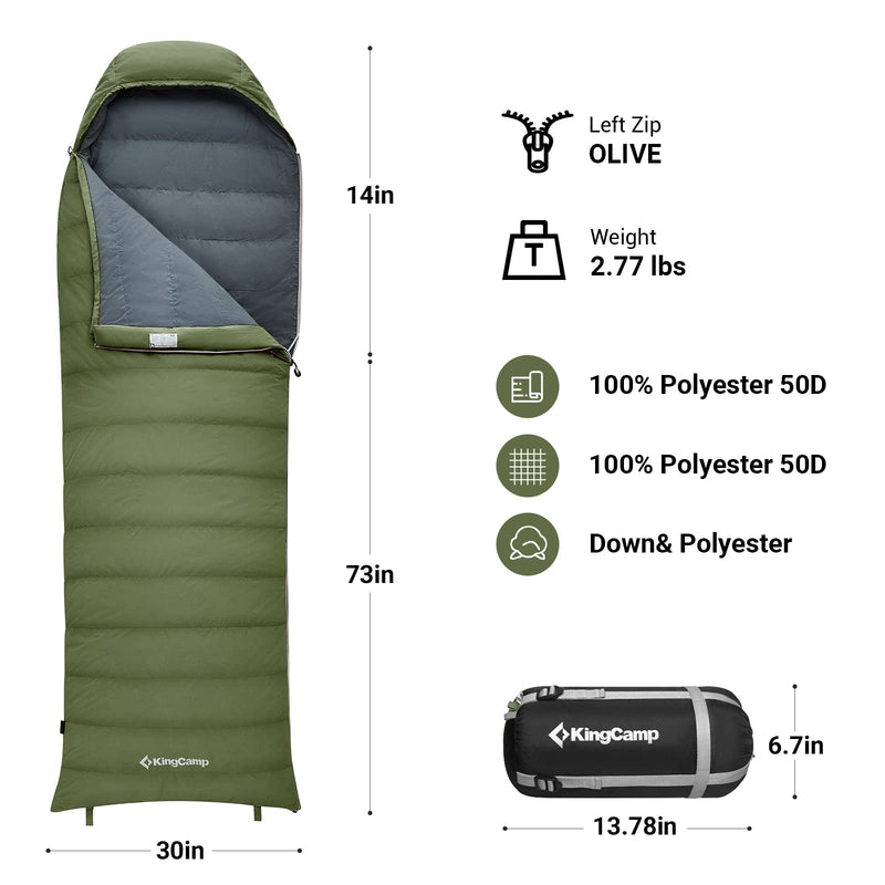 Load image into Gallery viewer, KingCamp Lightweight Down Sleeping Bag-Envelope With Mummy Hood Wide and Large