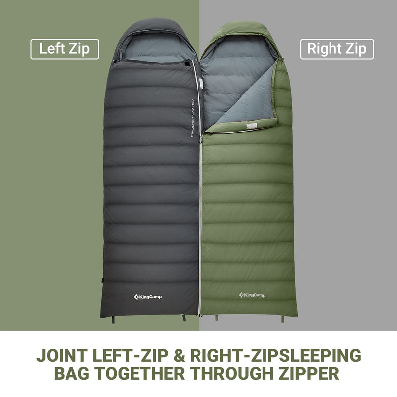 Load image into Gallery viewer, KingCamp Lightweight Down Sleeping Bag-Envelope With Mummy Hood Wide and Large