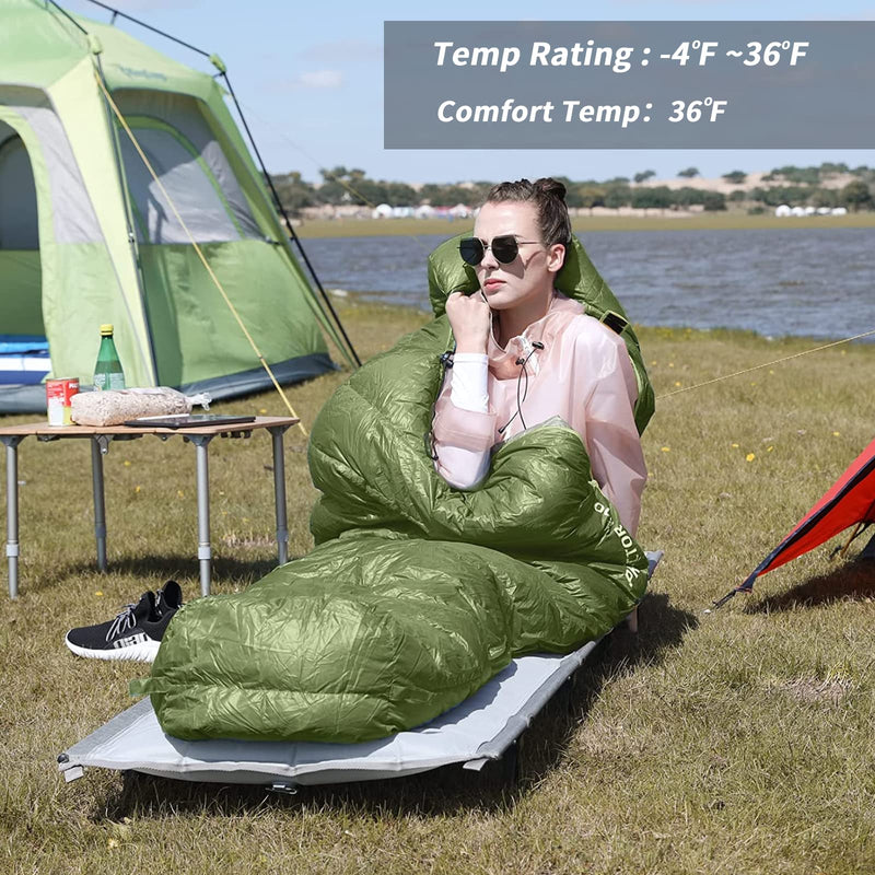 Load image into Gallery viewer, KingCamp Lightweight Down Sleeping Bag-Envelope With Mummy Hood Wide and Large