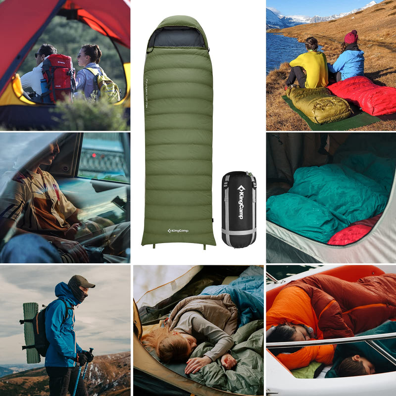Load image into Gallery viewer, KingCamp Lightweight Down Sleeping Bag-Envelope With Mummy Hood Wide and Large