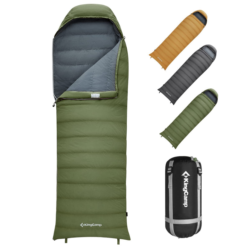 Load image into Gallery viewer, KingCamp Lightweight Down Sleeping Bag-Envelope With Mummy Hood Wide and Large