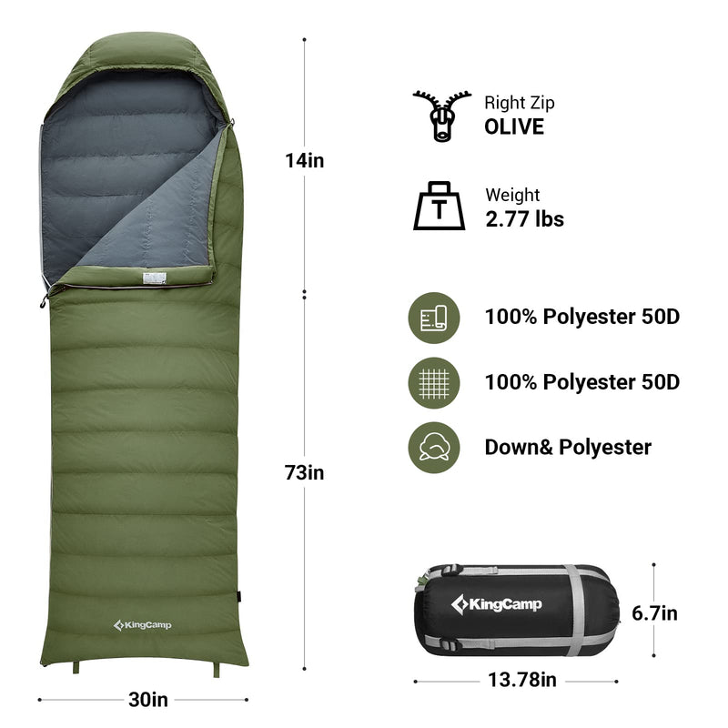 Load image into Gallery viewer, KingCamp Lightweight Down Sleeping Bag-Envelope With Mummy Hood Wide and Large