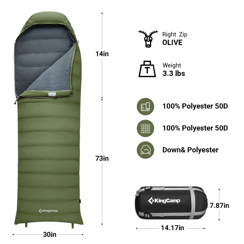 Load image into Gallery viewer, KingCamp Lightweight Down Sleeping Bag-Envelope With Mummy Hood Wide and Large