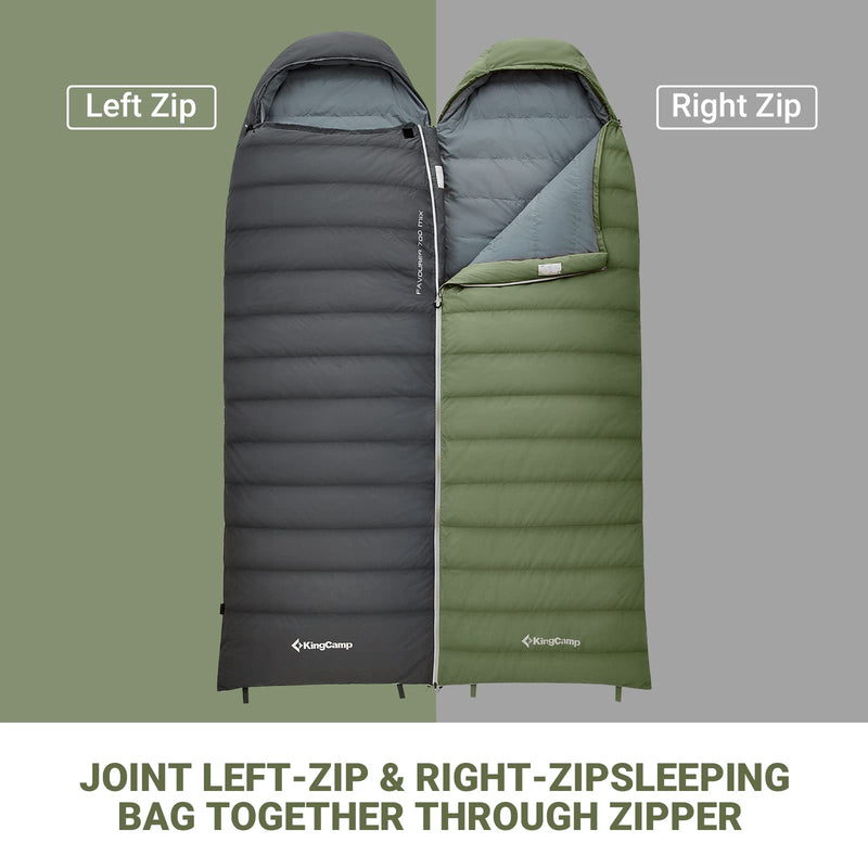 Load image into Gallery viewer, KingCamp Lightweight Down Sleeping Bag-Envelope With Mummy Hood Wide and Large