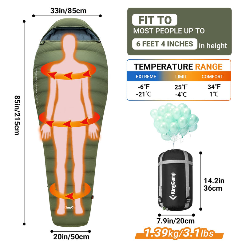 Load image into Gallery viewer, KingCamp PROTECTOR 400 Down Mummy Sleeping Bag